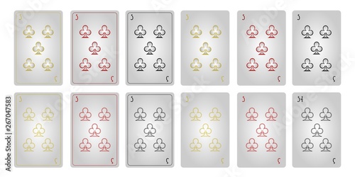 Game cards five of clubs with frames 1