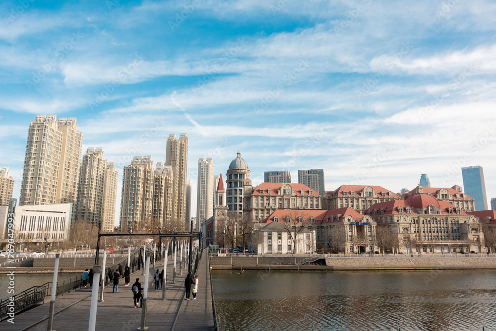 Obraz premium BEIJING, CHINA - DECEMBER 25, 2018: Italian style building in Tianjin , China