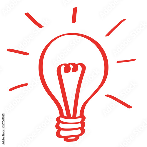 Handgezeichnete Glühbirne in rot