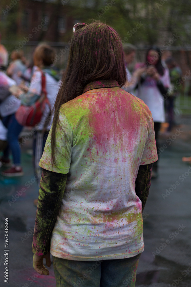 Fototapeta premium People celebrating Colors Holi festival. Beautiful happy young people. Holi india design concept.