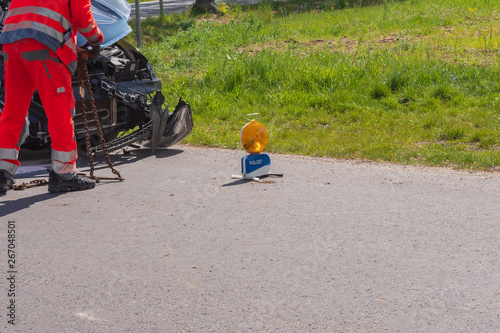 Polizeiabsperrung nach einem Unfall