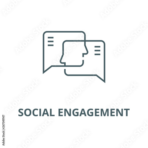 Social engagement vector line icon, outline concept, linear sign
