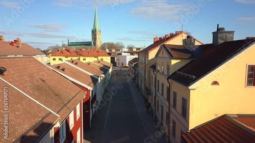 Aerial view of old historical Linkoping city in Sweden. photo