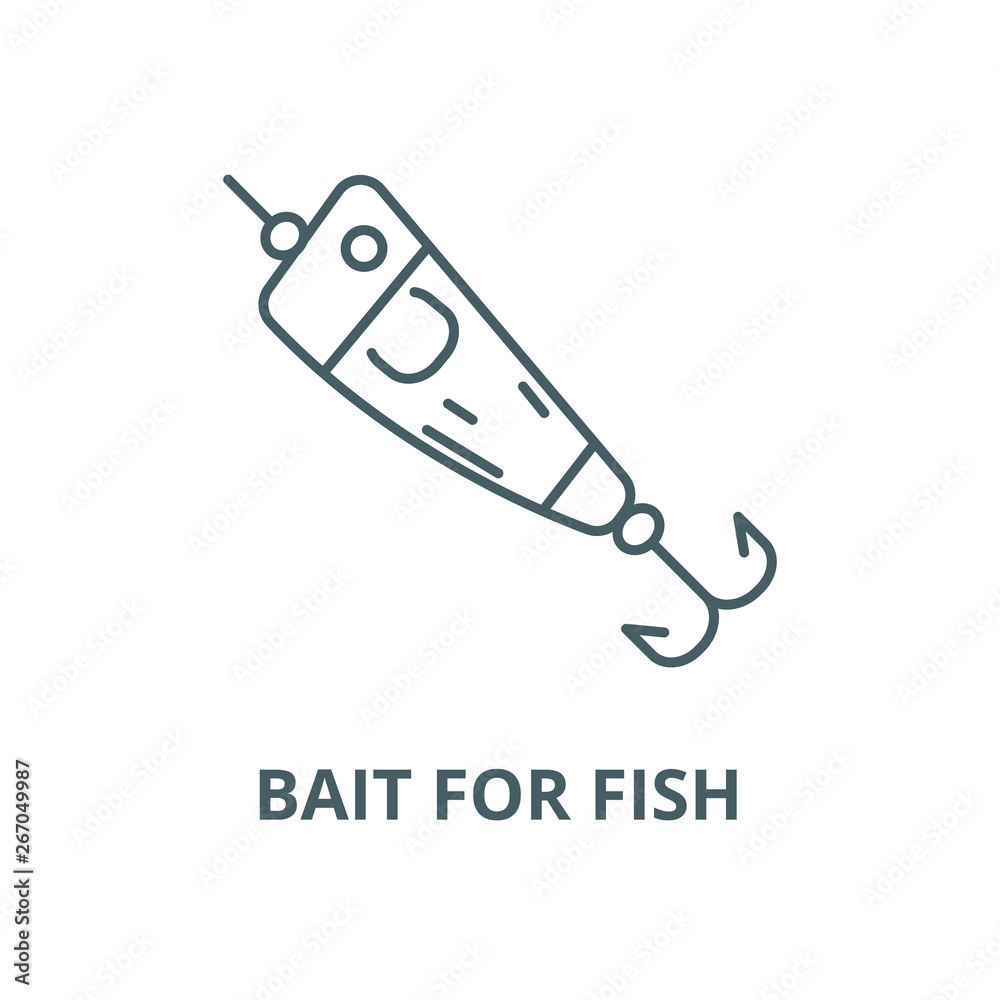 Spoon fishing,bait for fish vector line icon, outline concept, linear sign  Stock Vector