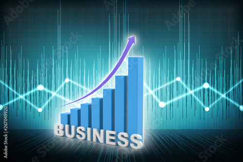 3d rendering Stock market online business concept. business Graph 