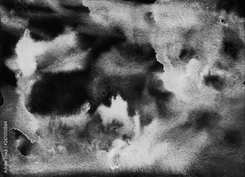 Texture watercolor black on white, monochrome, uniqueness for background or design.