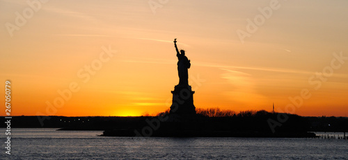 Amazing view of the Statue of Liberty, at sunset