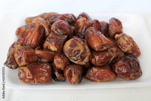Date palm or fruit Kurma, named Ajwah which is delicious for the menu breaking the fast of Muslims