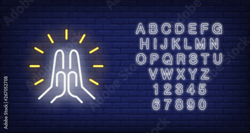 Shining Namaste gesture neon sign
