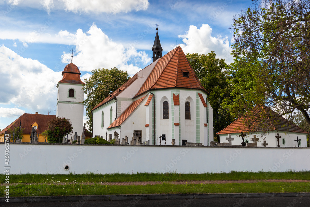 Church of st. Prokop near Temelin in summer day. Czech Republic.