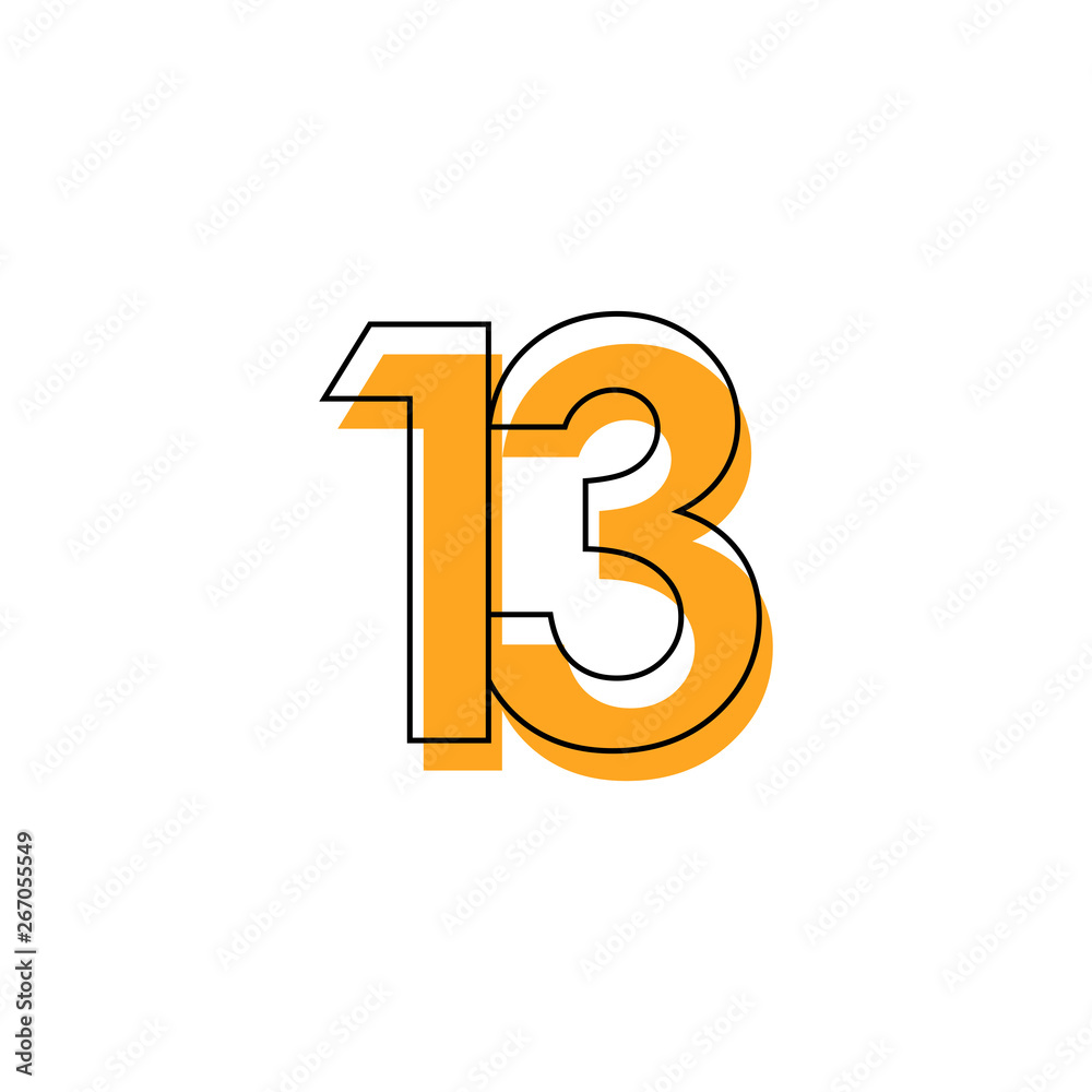 Number 13 Vector Template Design Illustration Design for Anniversary Celebration Number 13 Vector Template Design Illustration Design for Anniversary Celebration