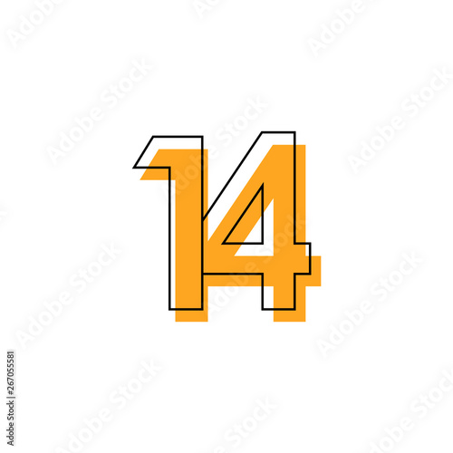 Number 14 Vector Template Design Illustration Design for Anniversary Celebration