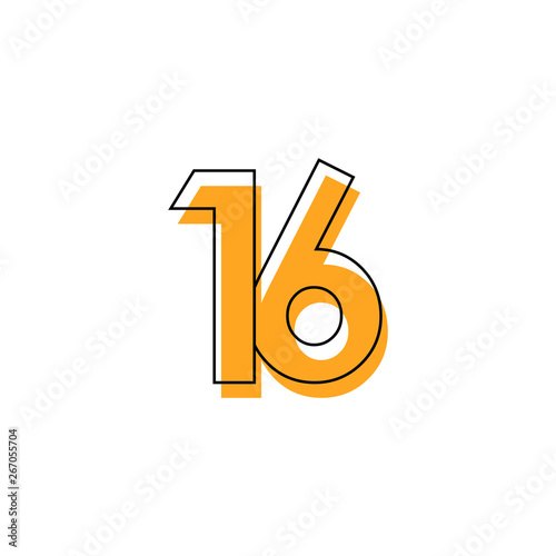 Number 16 Vector Template Design Illustration Design for Anniversary Celebration