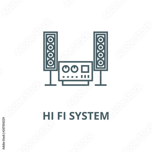 Stereo, sound, hi fi system vector line icon, outline concept, linear sign