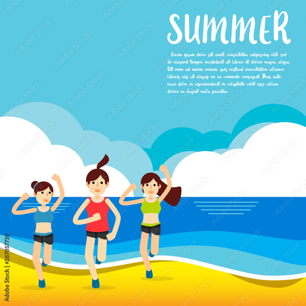 Summer vector illustration concept of happiness and holiday background