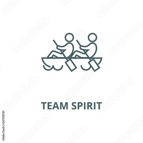 Team spirit,teamwork,canoe vector line icon, outline concept, linear sign