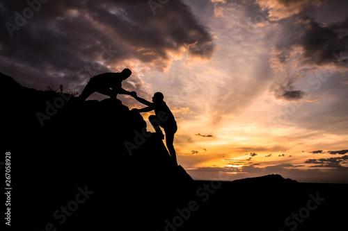 two man in mountain