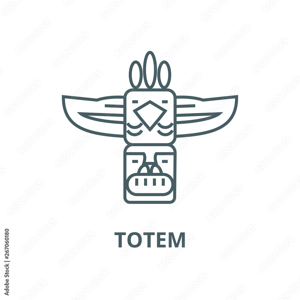 Totem,native american vector line icon, outline concept, linear sign ...