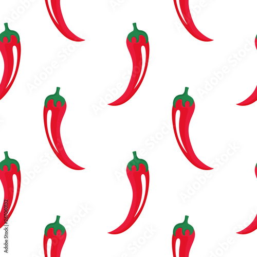 Hot cayenne red pepper background. Chile seamless pattern. Chilli decor for Cinco de Mayo. Mexican local food