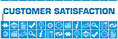 Customer Satisfaction Blue Box Grid Business Symbols 