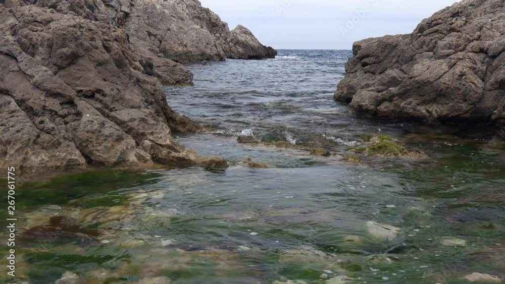 Typical Spanish Costa Brava detail in Catalonia with many rock Typical Spanish Costa Brava detail in Catalonia with many rock