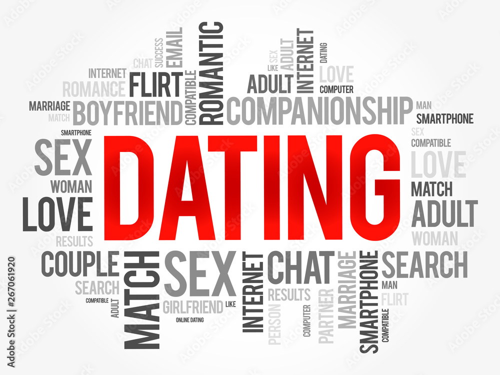 Dating word cloud collage, love concept background