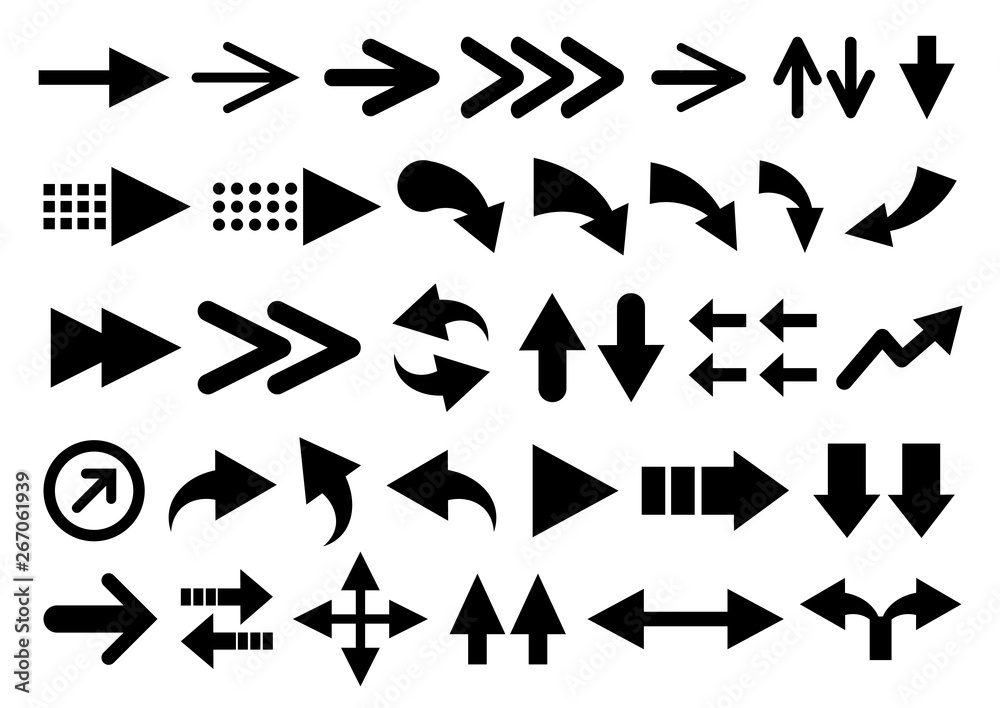 Vector set of arrow shapes isolated on white... Vector set of arrow shapes isolated on white...