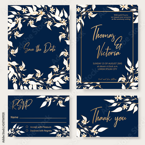 Wedding invitation template with decorative elements