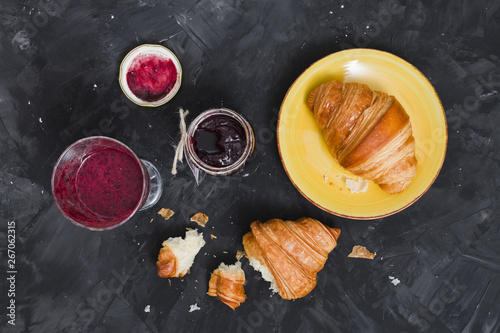 Breakfast with croissant photo