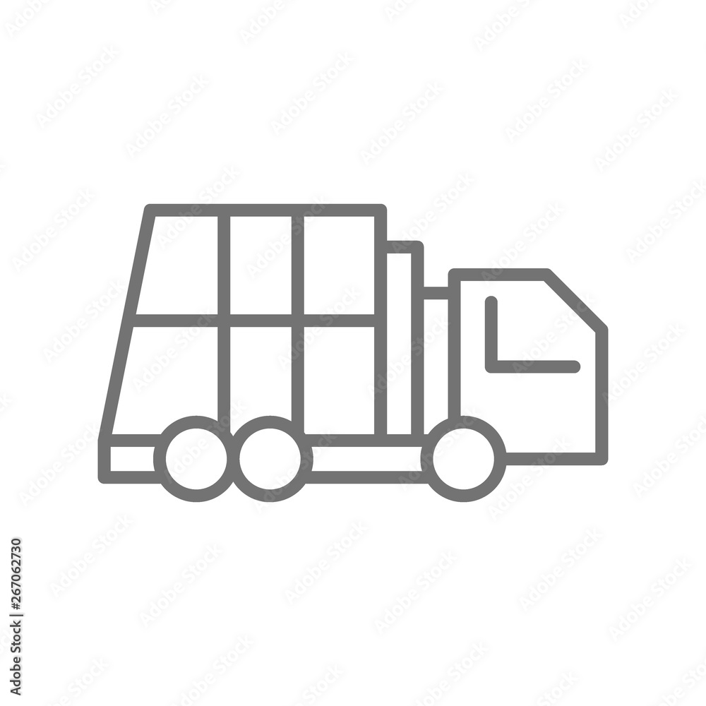 Garbage truck, vehicle for waste line icon. Garbage truck, vehicle for waste line icon.