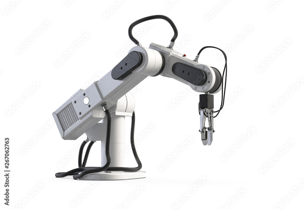 3D render of robot arm isolated on white 3D render of robot arm isolated on white