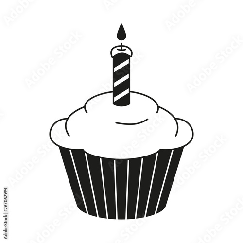 Black and white birthday cupcake