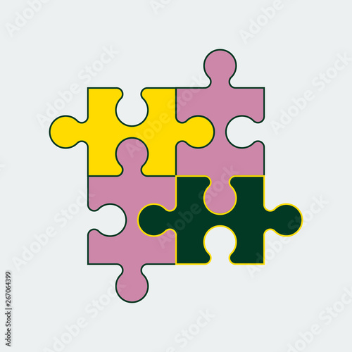 Four colored piece puzzle line icon.Vector Illustration © ganolmc