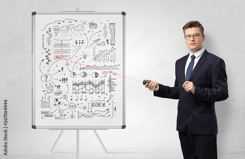 Professor with laser pointer teaching business theories
Professor with laser pointer teaching business theories