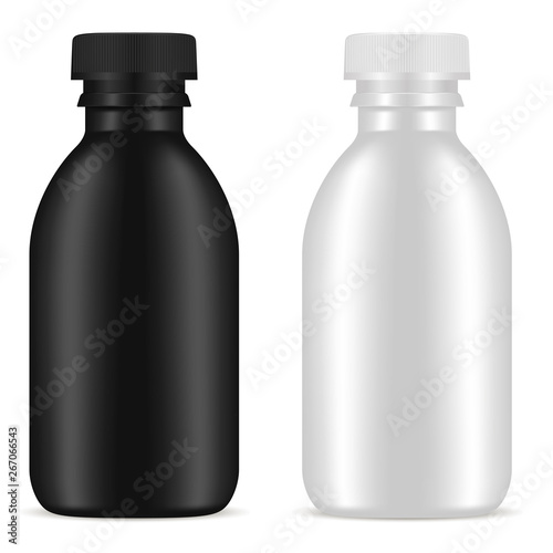 Bottle Cosmetic Product Set. Container Mockup. Barber Men Lotion Jar. Serum Essence Face Moisturizer Flacon Closeup. Vector Illustration. Shampoo, Oil Package Blank Concept. Medical Pack.