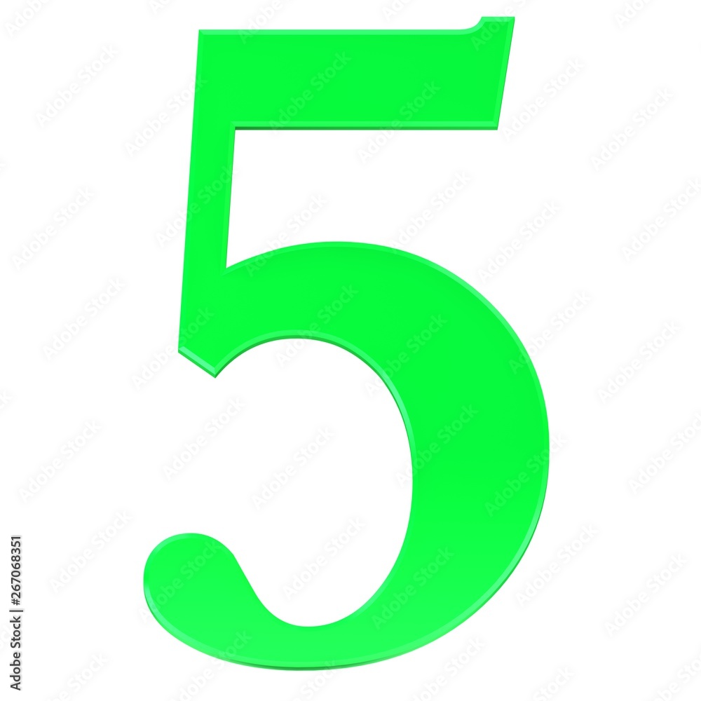 5 number five green 3d numeral sign isolated on white 5 number five green 3d numeral sign isolated on white