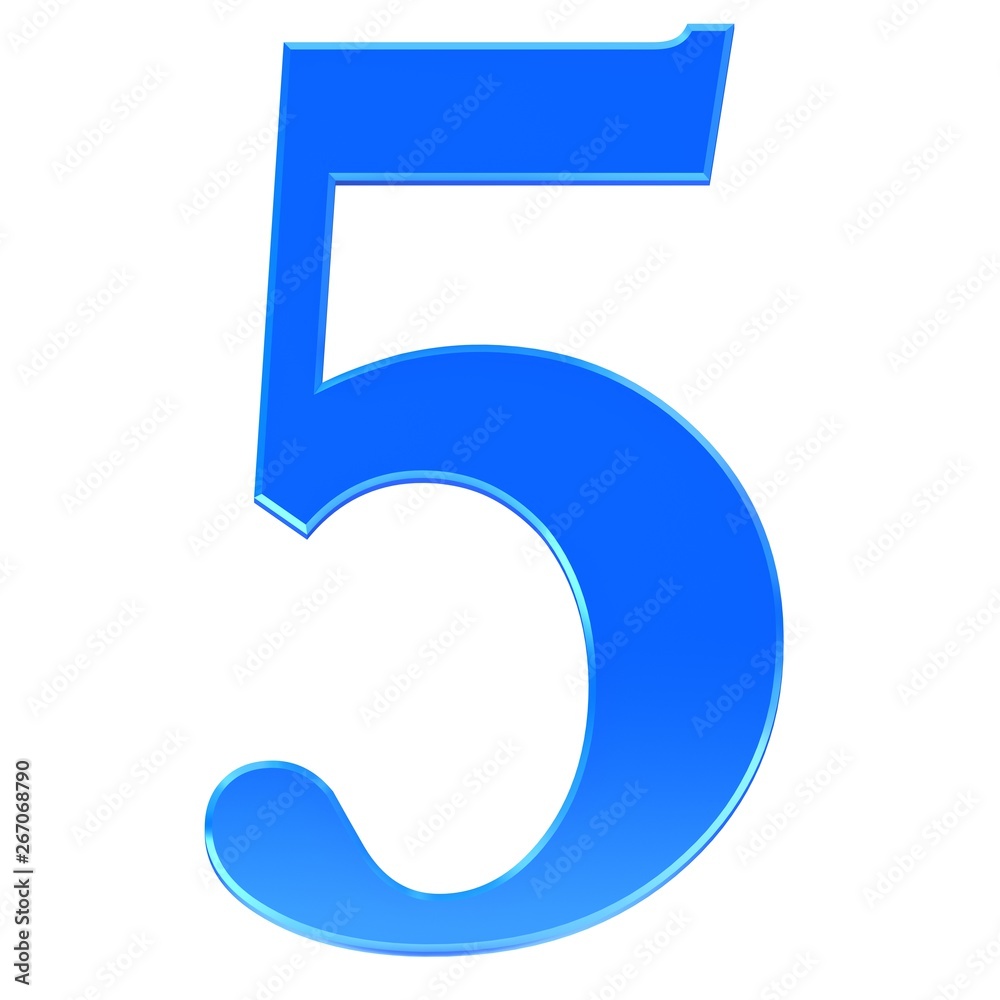 number 5 five blue 3d rendering sign isolated on white background number 5 five blue 3d rendering sign isolated on white background