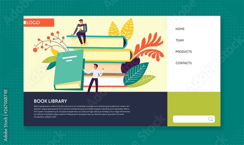 Book library online literature web page template