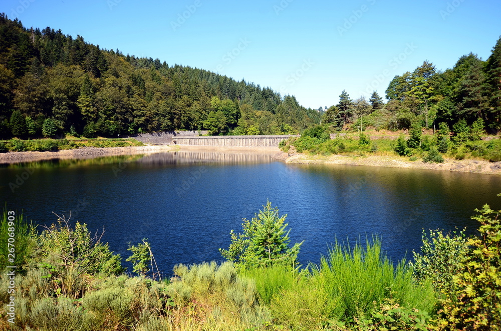 A dam on le Furan river forming beautiful mountain lake. This place in Pilat Regional Natural park is also called Gouffre d'Enfer in French, France.