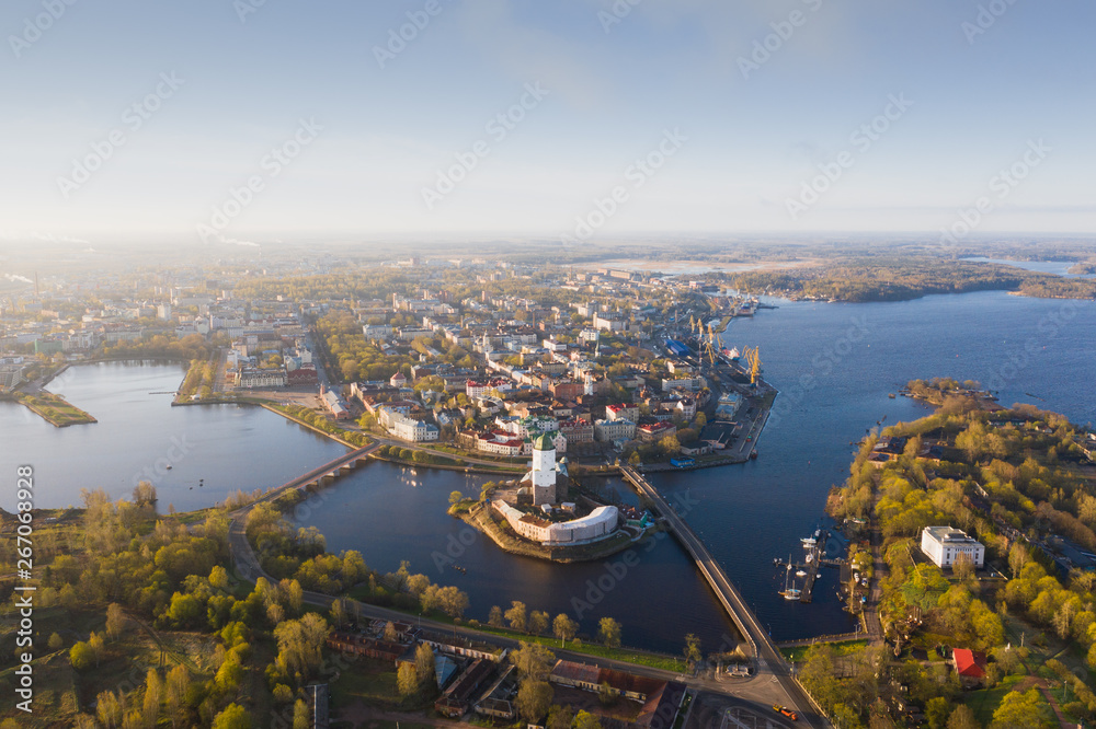 Vyborg to see from a height sunrise