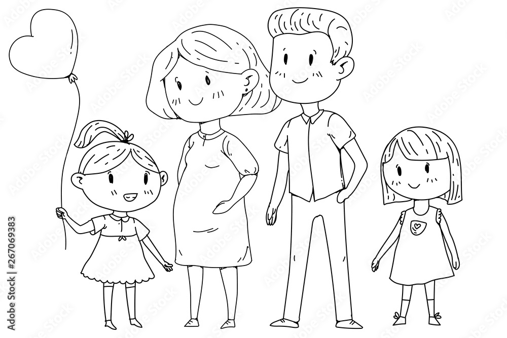 Mother and father with little children. Happy family. Pregnant woman. Mother and father with little children. Happy family. Pregnant woman.