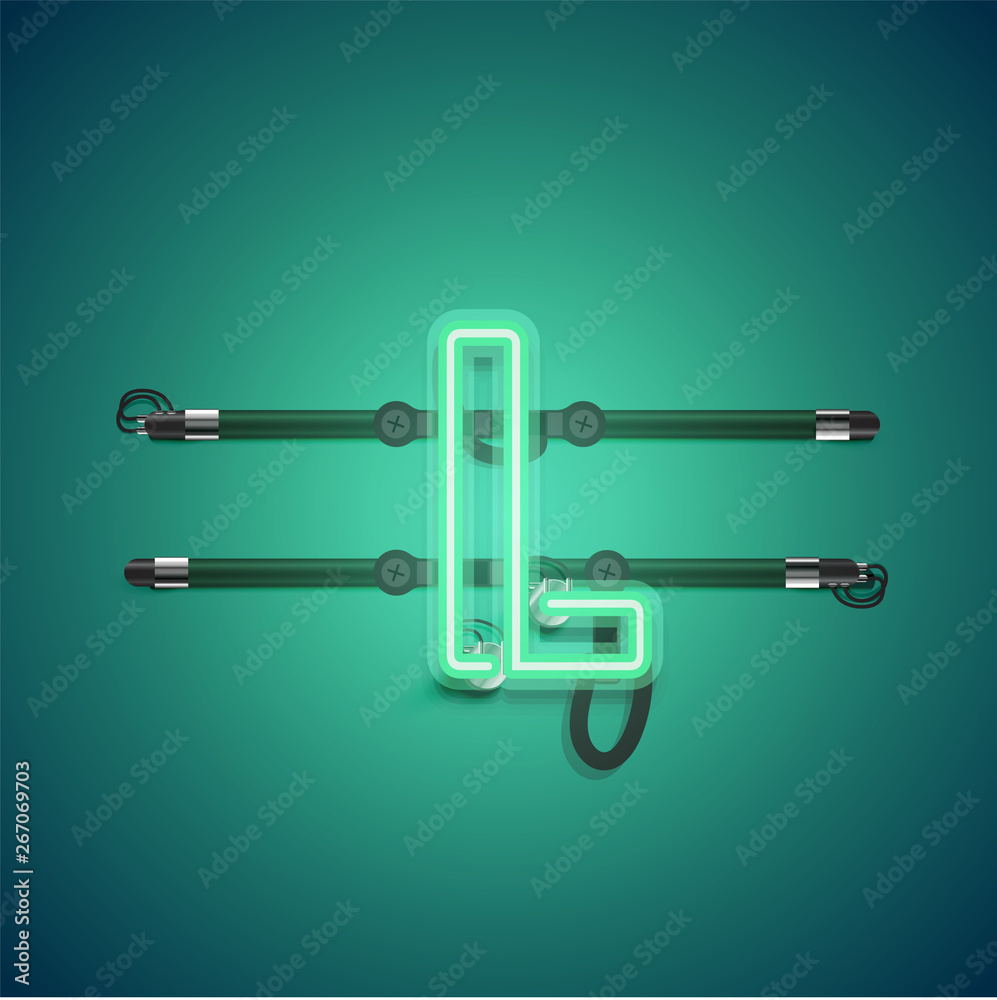 Realistic glowing green neon charcter, vector illustration Realistic glowing green neon charcter, vector illustration