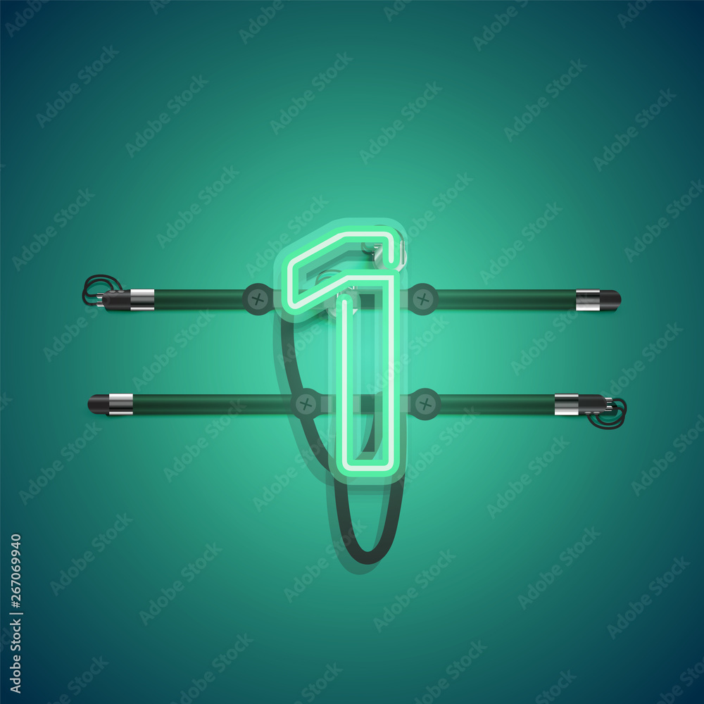 Realistic glowing green neon charcter, vector illustration Realistic glowing green neon charcter, vector illustration