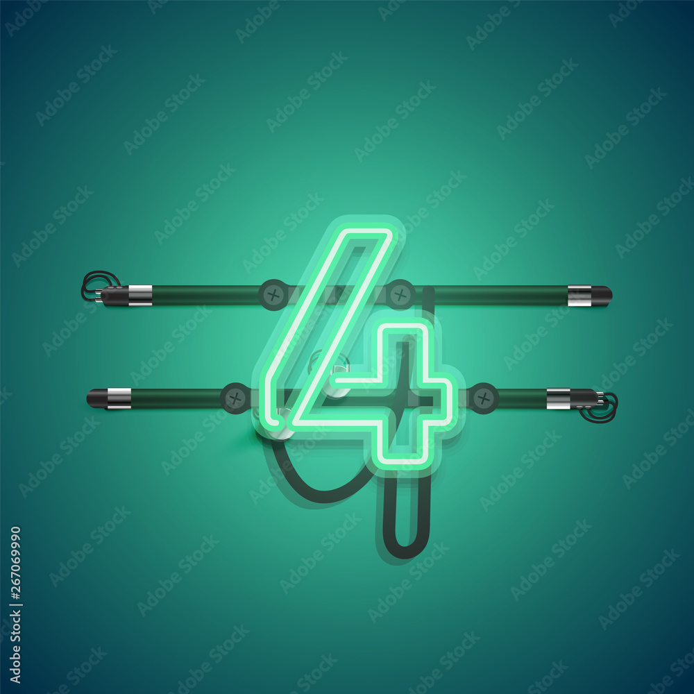 Realistic glowing green neon charcter, vector illustration Realistic glowing green neon charcter, vector illustration
