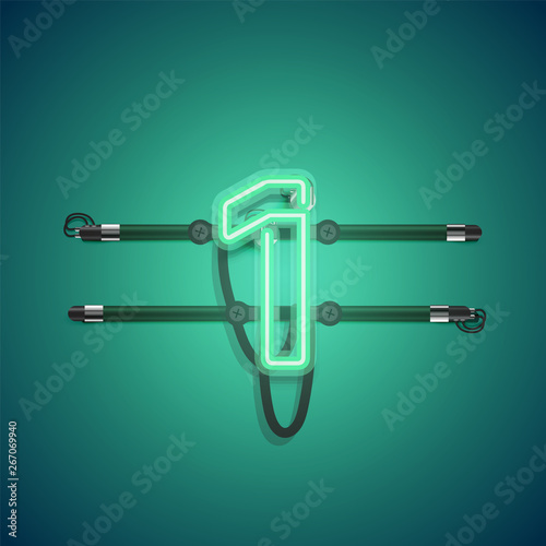 Realistic glowing green neon charcter, vector illustration © Sebestyen Balint