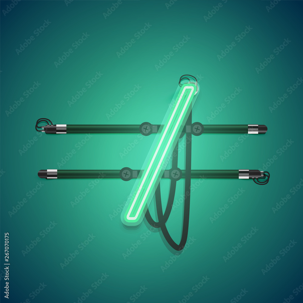 Realistic glowing green neon charcter, vector illustration Realistic glowing green neon charcter, vector illustration