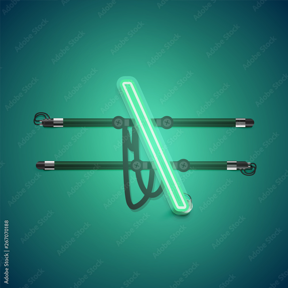 Realistic glowing green neon charcter, vector illustration Realistic glowing green neon charcter, vector illustration