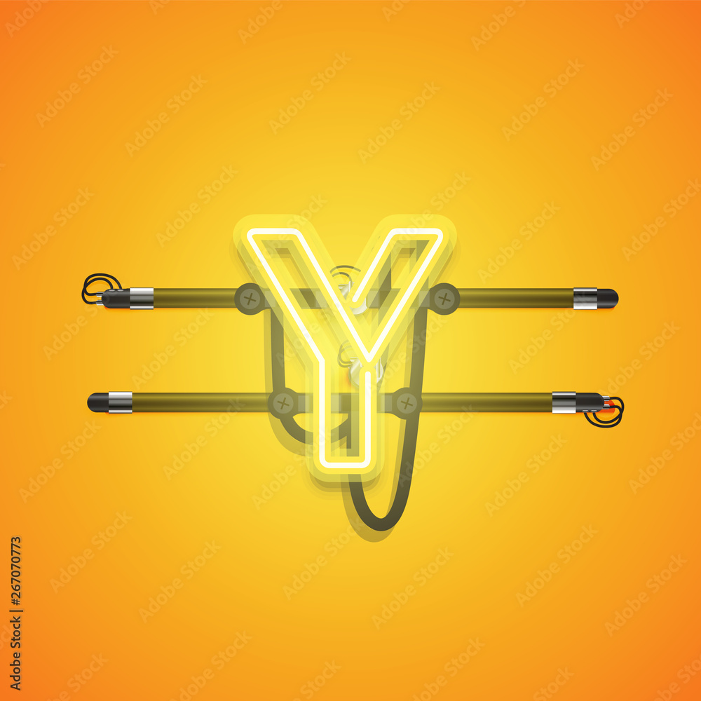 Realistic glowing yellow neon charcter, vector illustration Realistic glowing yellow neon charcter, vector illustration