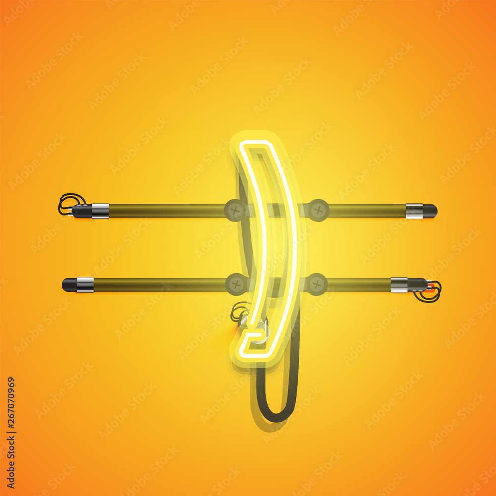 Realistic glowing yellow neon charcter, vector illustration Realistic glowing yellow neon charcter, vector illustration