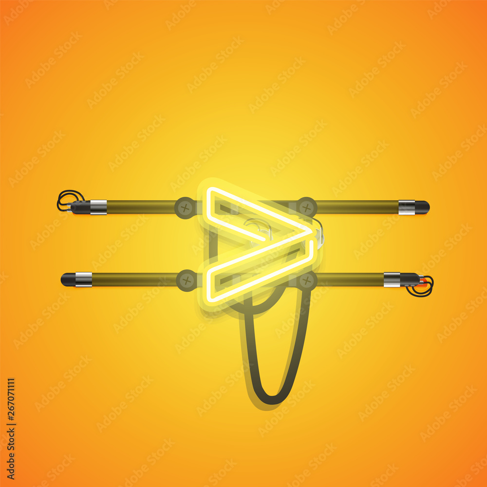 Realistic glowing yellow neon charcter, vector illustration Realistic glowing yellow neon charcter, vector illustration